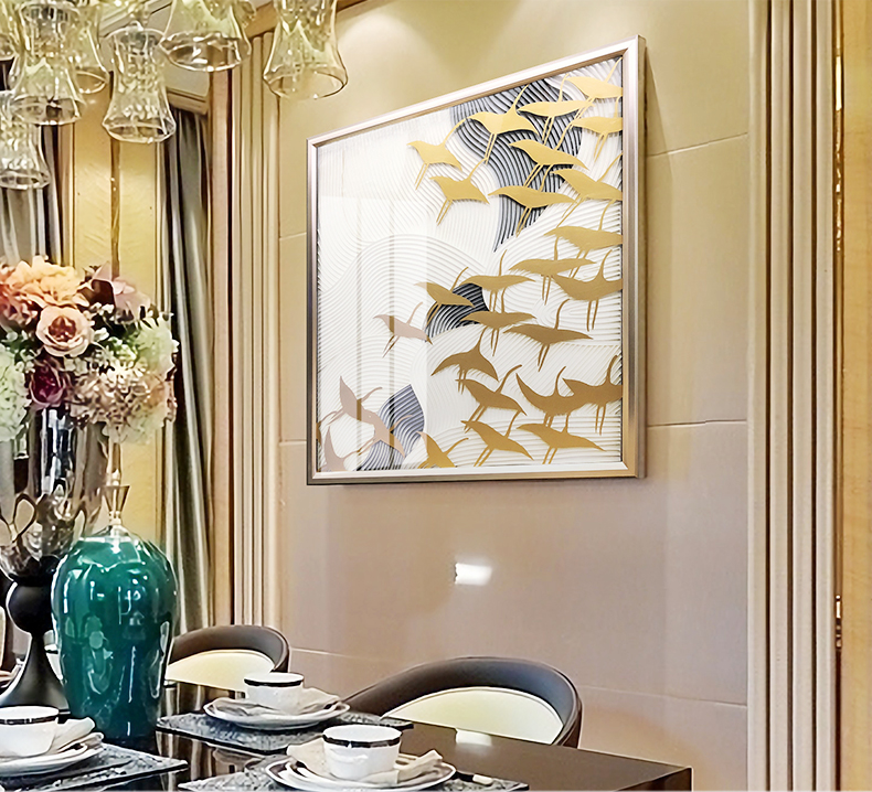 新品輕奢玄關掛畫 實物畫 客廳樣板房裝飾畫 方形純手繪油畫 歸去來兮