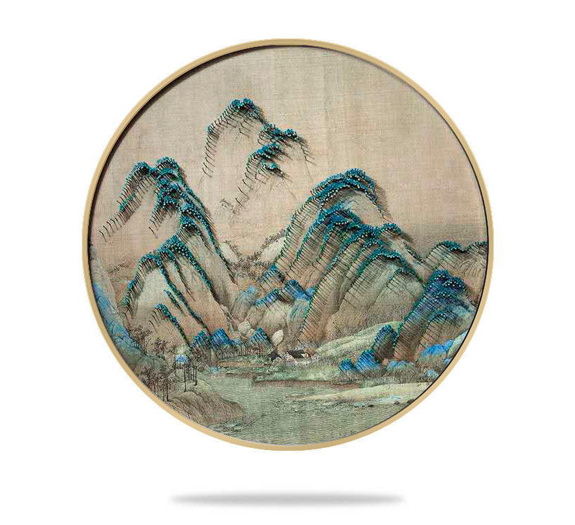 新中式客廳禪意裝飾畫(huà) 立體手工山水圓形釘子畫(huà) 樣板房過(guò)道掛畫(huà)壁畫(huà)