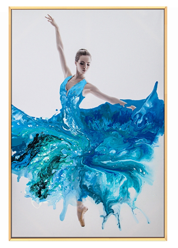 現(xiàn)代簡(jiǎn)約客廳裝飾畫 臥室原創(chuàng)手繪流彩畫 廚房鋁合金框掛畫 舞者