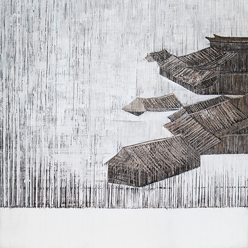 新中式客廳裝飾畫 臥室原創(chuàng)純手繪畫 玄關(guān)環(huán)保PS框掛畫 村莊