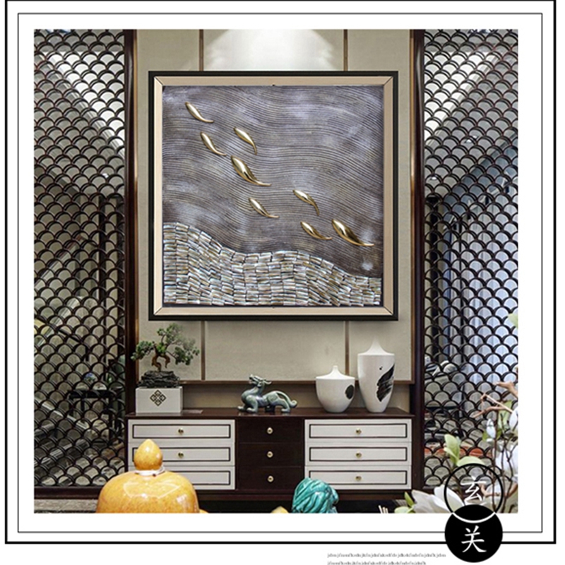 抽象客廳裝飾畫(huà) 餐廳原創(chuàng)實(shí)物畫(huà) 玄關(guān)環(huán)保PS框掛畫(huà) 逆流而上