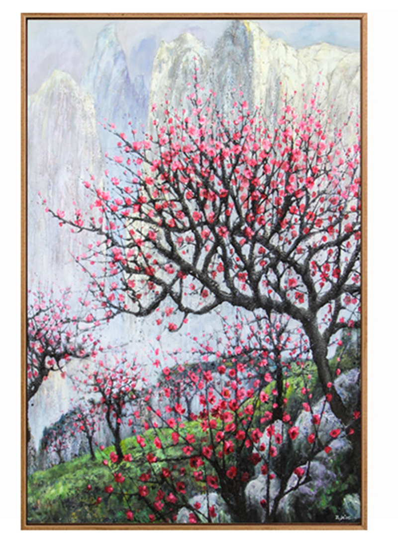 新中式客廳裝飾畫(huà) 書(shū)房原創(chuàng)純手繪梅花圖 臥室環(huán)保PS框掛畫(huà) 梅花圖2