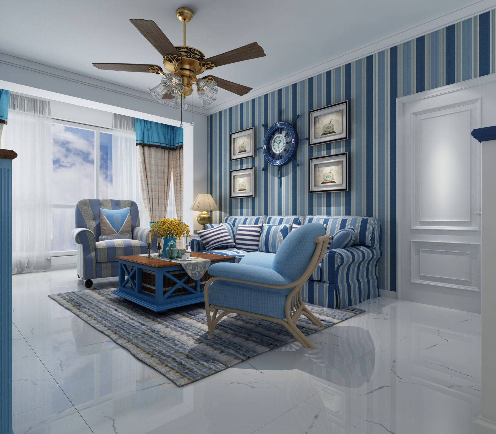 遼陽(yáng)藍(lán)色為主調(diào)的家裝裝修案例賞析 遼陽(yáng)藍(lán)色為主調(diào)的家裝裝修案例賞析